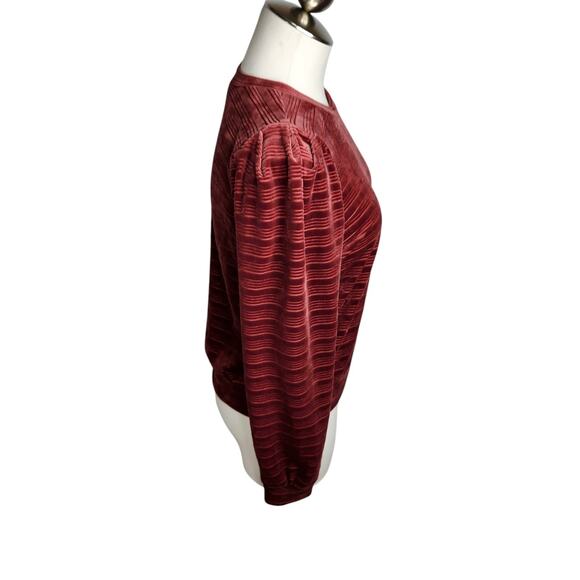 Heartloom Somi Velour Sweatshirt Top Womens Size Small Sangria Long Sleeve - Picture 5 of 11